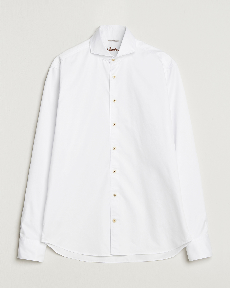 Herr | Skjortor | Stenströms | Regular Fit Washed Cotton Plain Shirt White