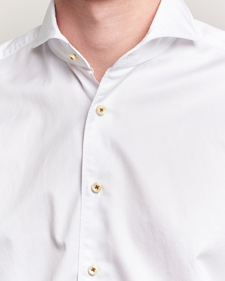 Herr | Skjortor | Stenströms | Regular Fit Washed Cotton Plain Shirt White