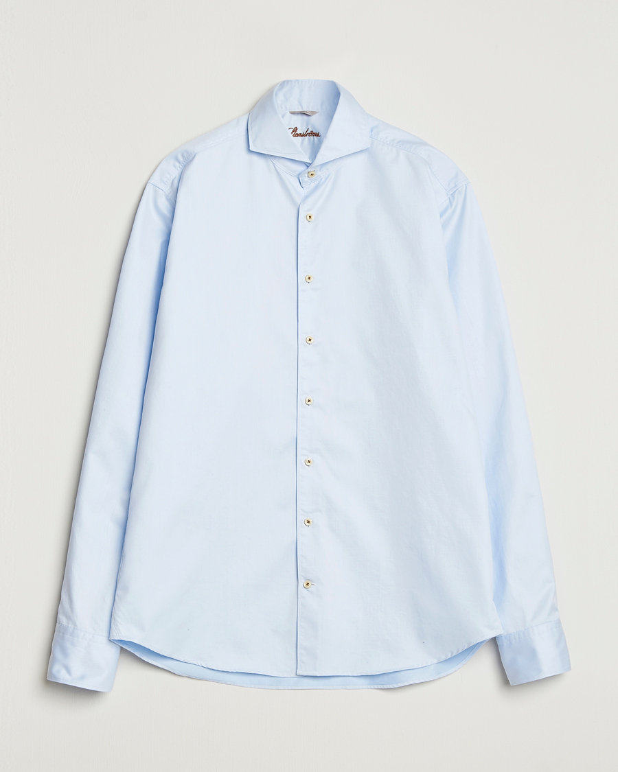 Herr | Skjortor | Stenströms | Regular Fit Washed Cotton Plain Shirt Light Blue