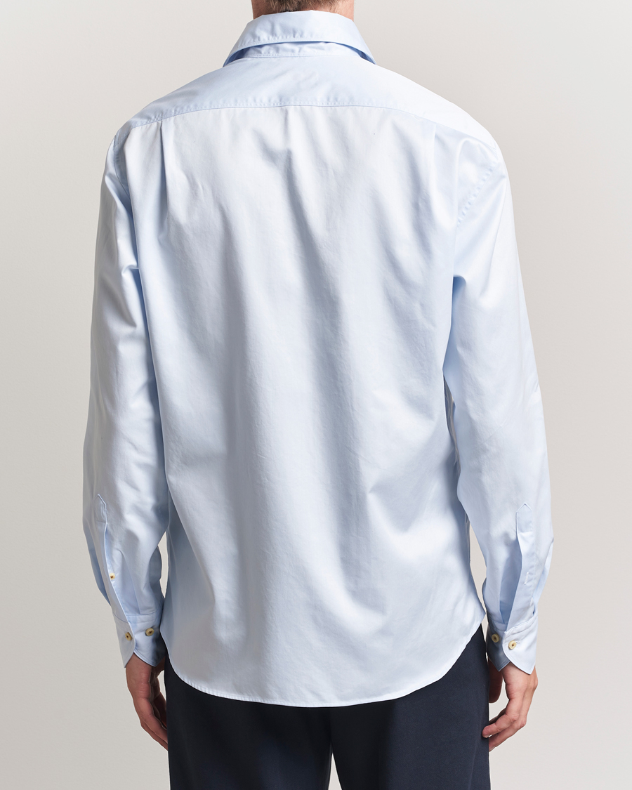 Herr | Skjortor | Stenströms | Regular Fit Washed Cotton Plain Shirt Light Blue