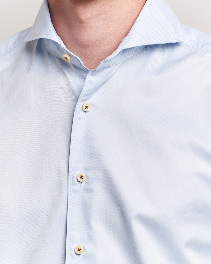 Herr | Skjortor | Stenströms | Regular Fit Washed Cotton Plain Shirt Light Blue