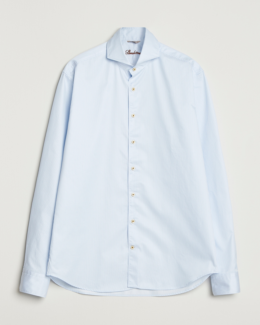 Herr | Skjortor | Stenströms | Regular Fit Pinstriped Casual Shirt Light Blue