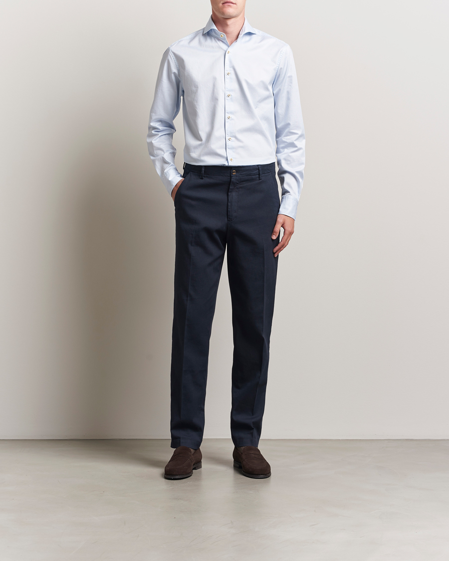 Herr | Skjortor | Stenströms | Regular Fit Pinstriped Casual Shirt Light Blue