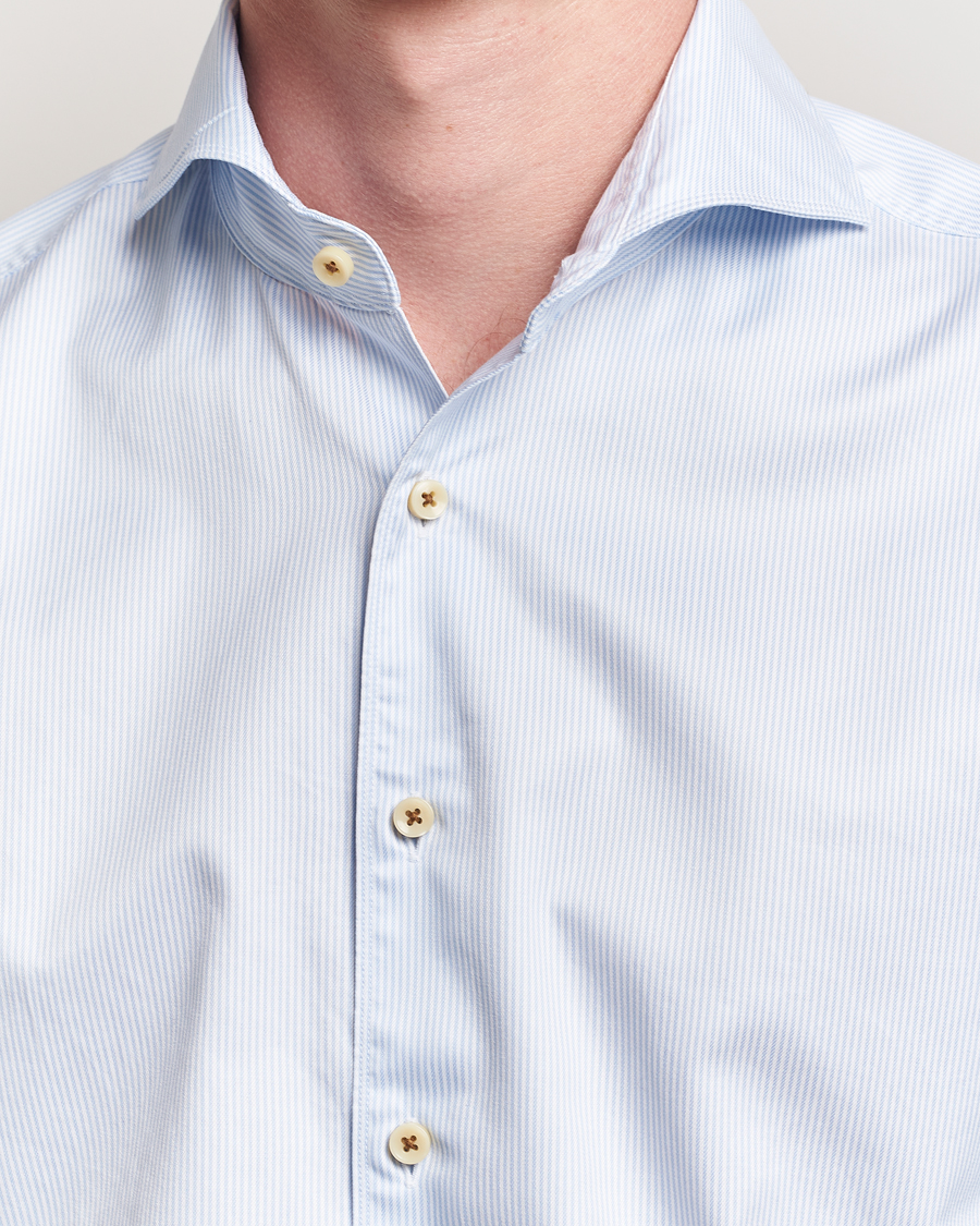 Herr | Skjortor | Stenströms | Regular Fit Pinstriped Casual Shirt Light Blue