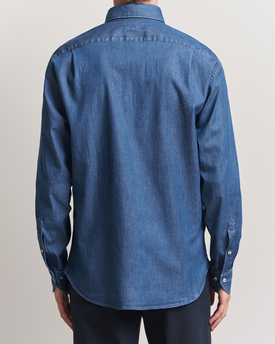 Herr | Skjortor | Stenströms | Regular Fit Button Down Garment Washed Shirt Denim