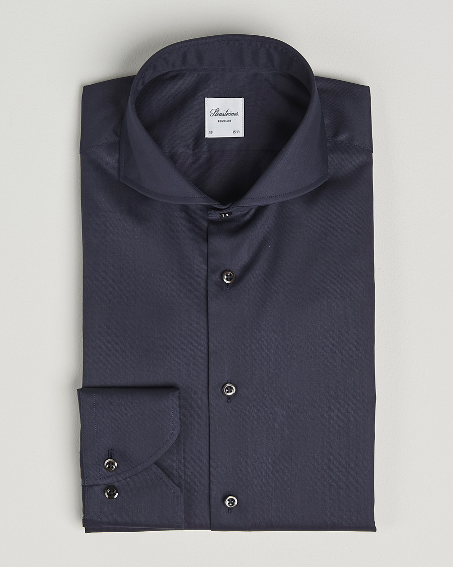 Herr | Skjortor | Stenströms | Regular Fit Extreme Cut Away Shirt Navy