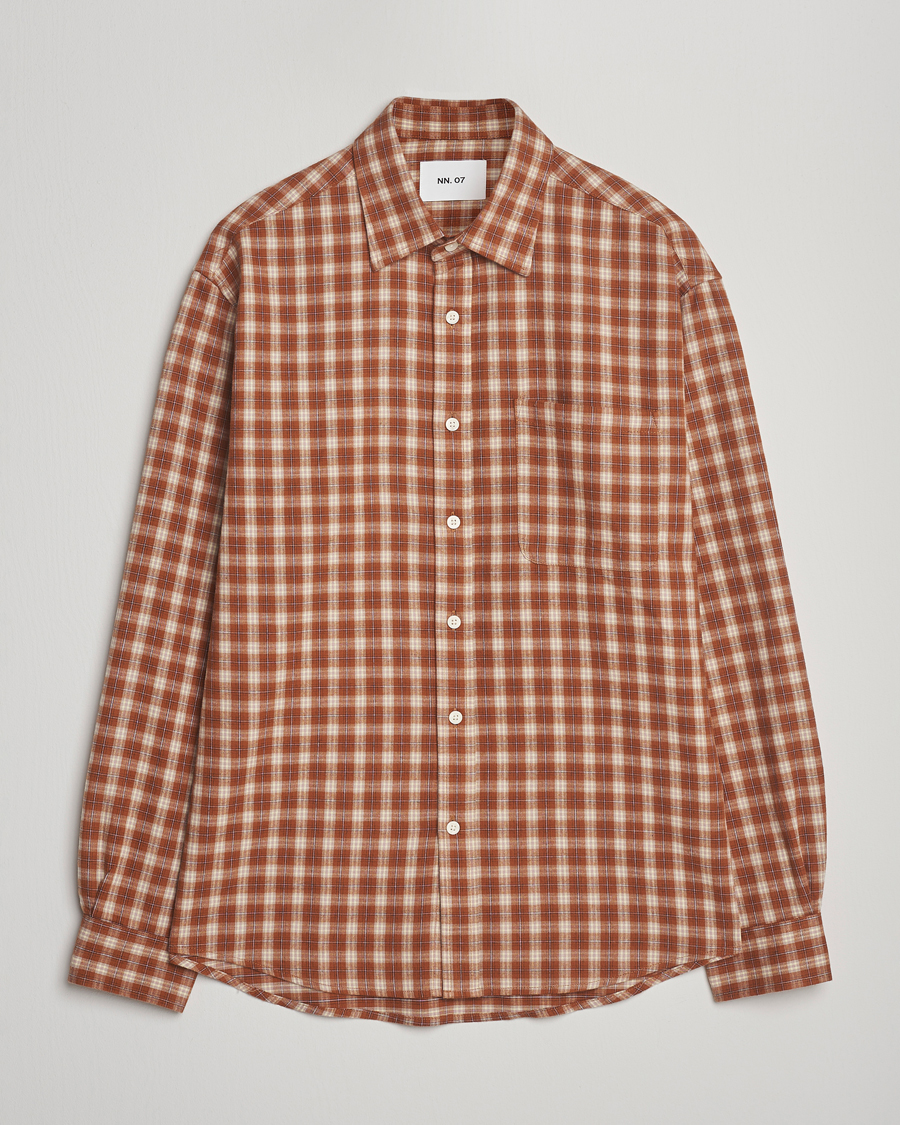 Herr | Skjortor | NN07 | Deon Flannel Checked Shirt Light Brown