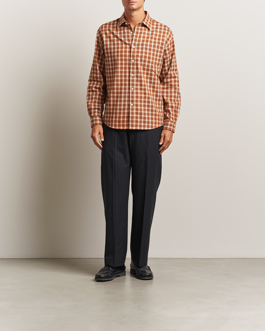 Herr | Skjortor | NN07 | Deon Flannel Checked Shirt Light Brown