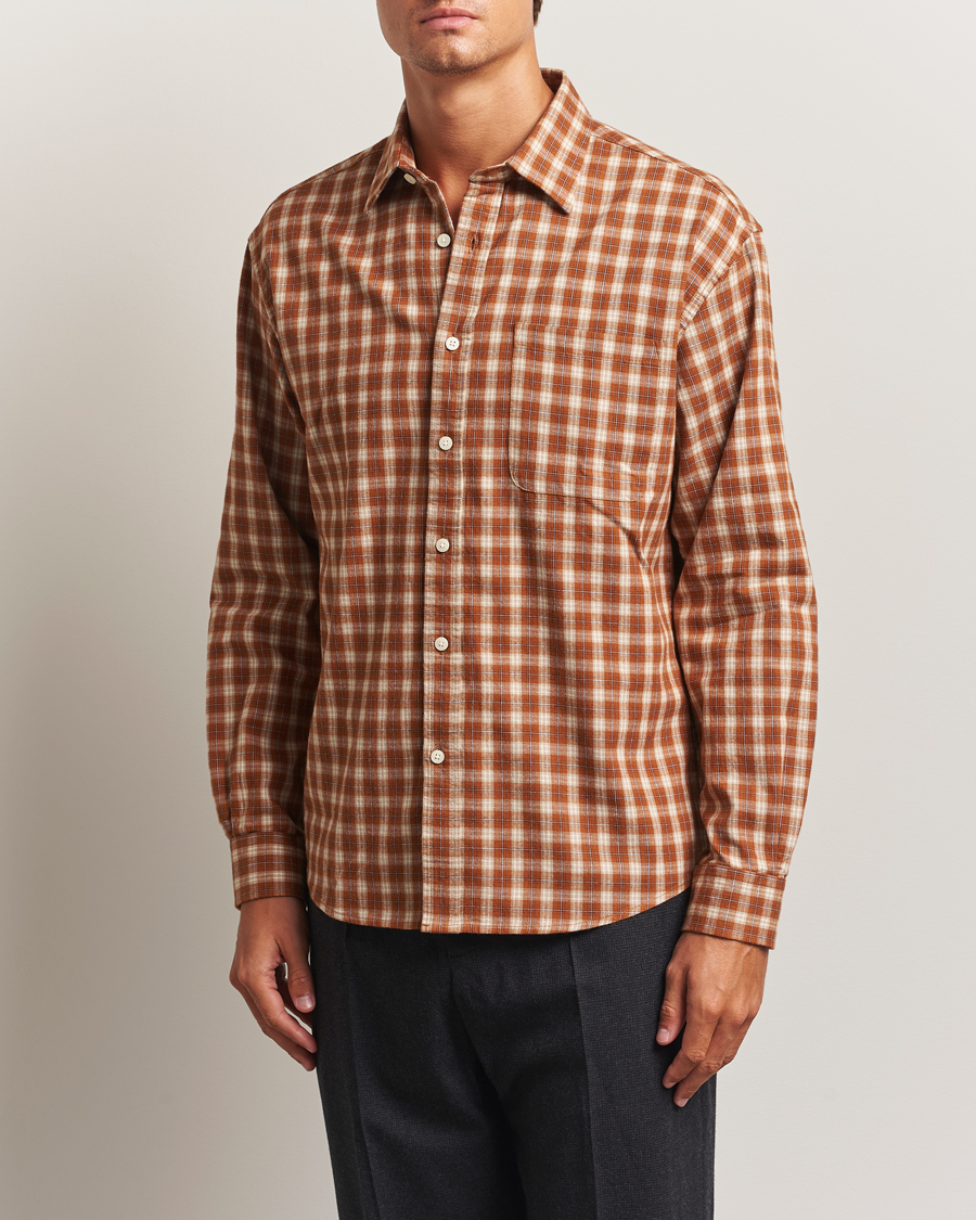Herr | Skjortor | NN07 | Deon Flannel Checked Shirt Light Brown