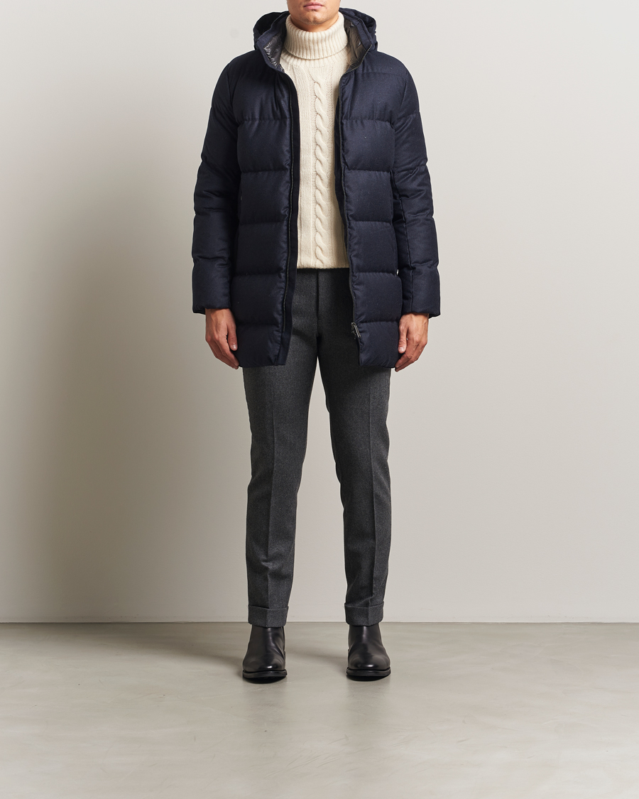 Herr | Jackor | UBR | Concorde Wool Parka Savile Dark Navy Melange