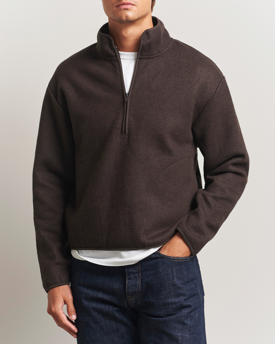 Herr | Tröjor | Sunflower | Wool Half Zip Dark Brown
