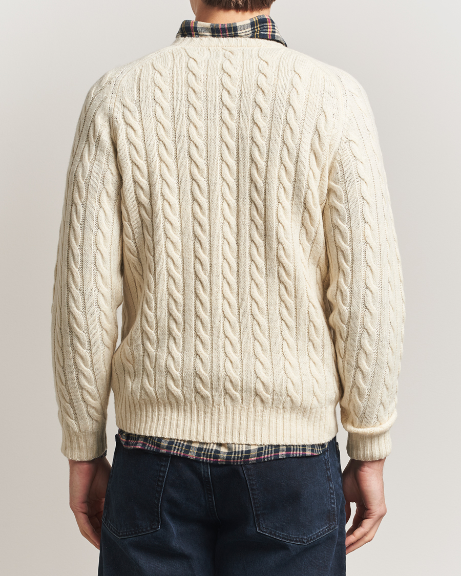 Herr | Tröjor | BEAMS PLUS | Cable Crew Neck Sweater Off White