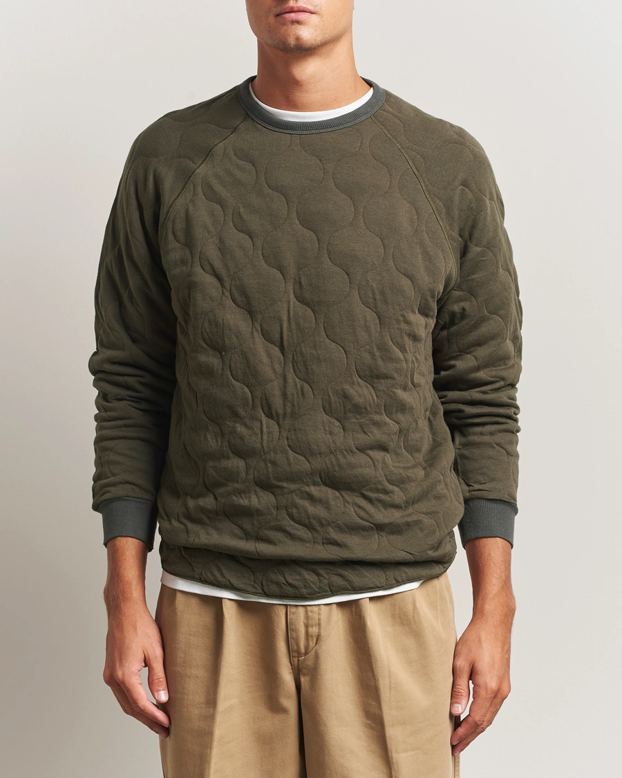 Herr | Tröjor | BEAMS PLUS | MIL Quilt Crew Neck Olive