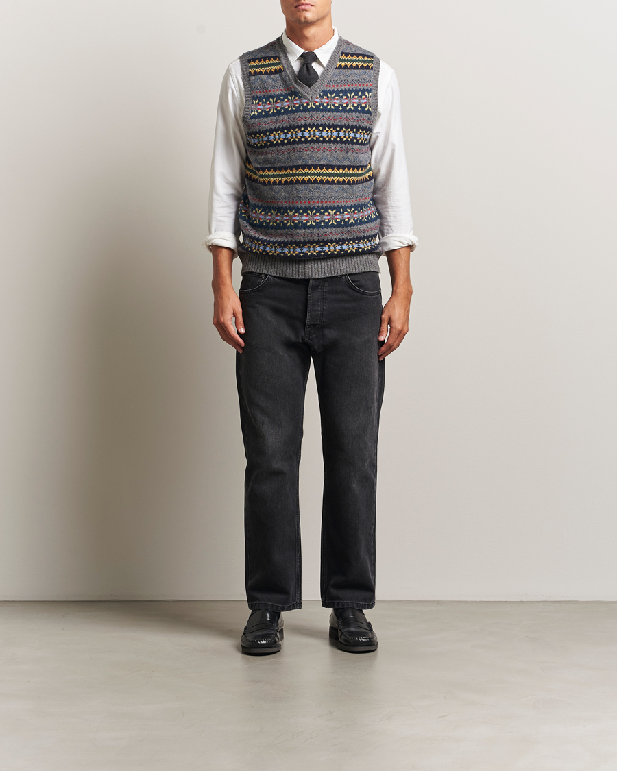 Herr | Tröjor | BEAMS PLUS | Fairisle Knit Vest Grey