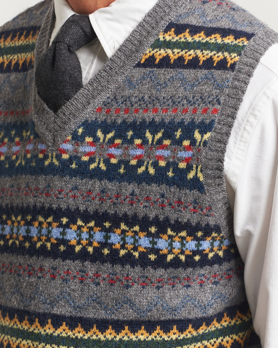 Herr | Tröjor | BEAMS PLUS | Fairisle Knit Vest Grey