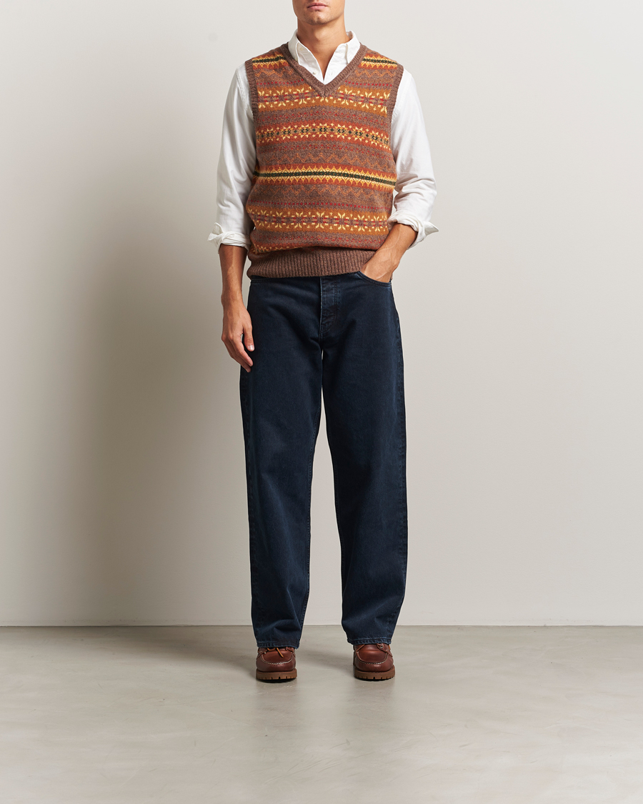 Herr | Tröjor | BEAMS PLUS | Fairisle Knit Vest Light Brown