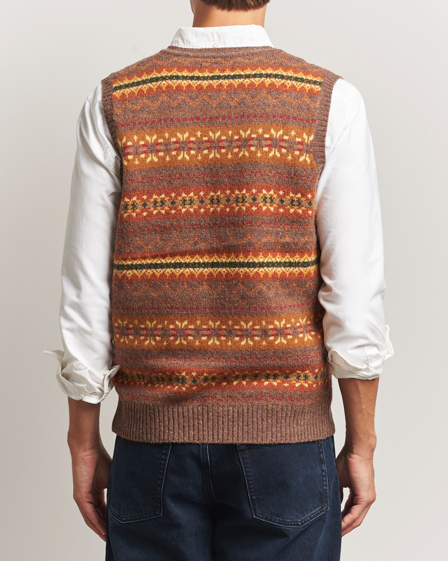 Herr | Tröjor | BEAMS PLUS | Fairisle Knit Vest Light Brown