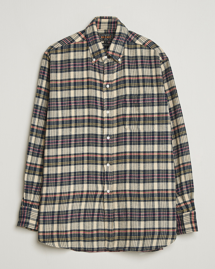 Herr | Skjortor | BEAMS PLUS | Flannel Button Down Shirt Beige Check
