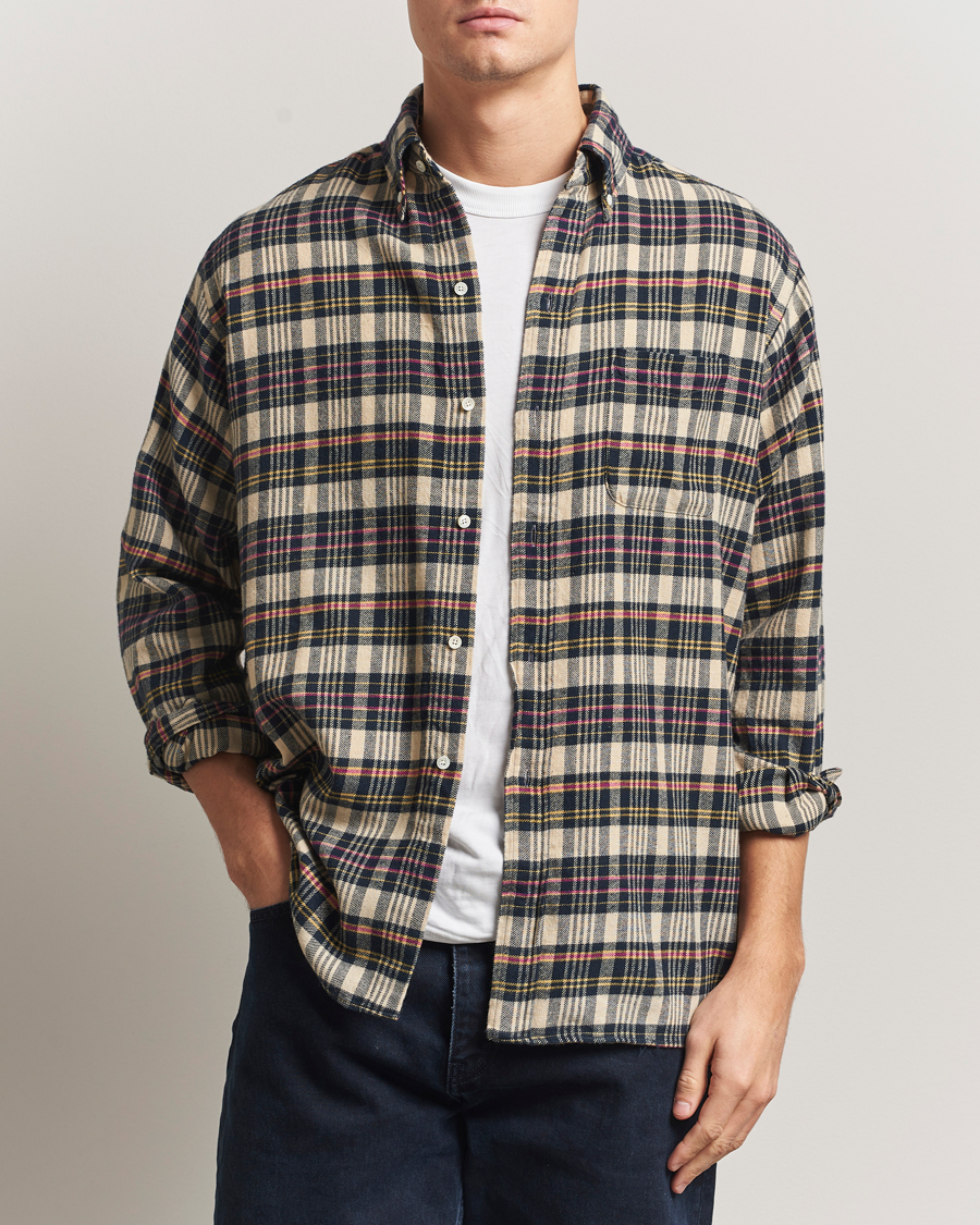 Herr | Skjortor | BEAMS PLUS | Flannel Button Down Shirt Beige Check