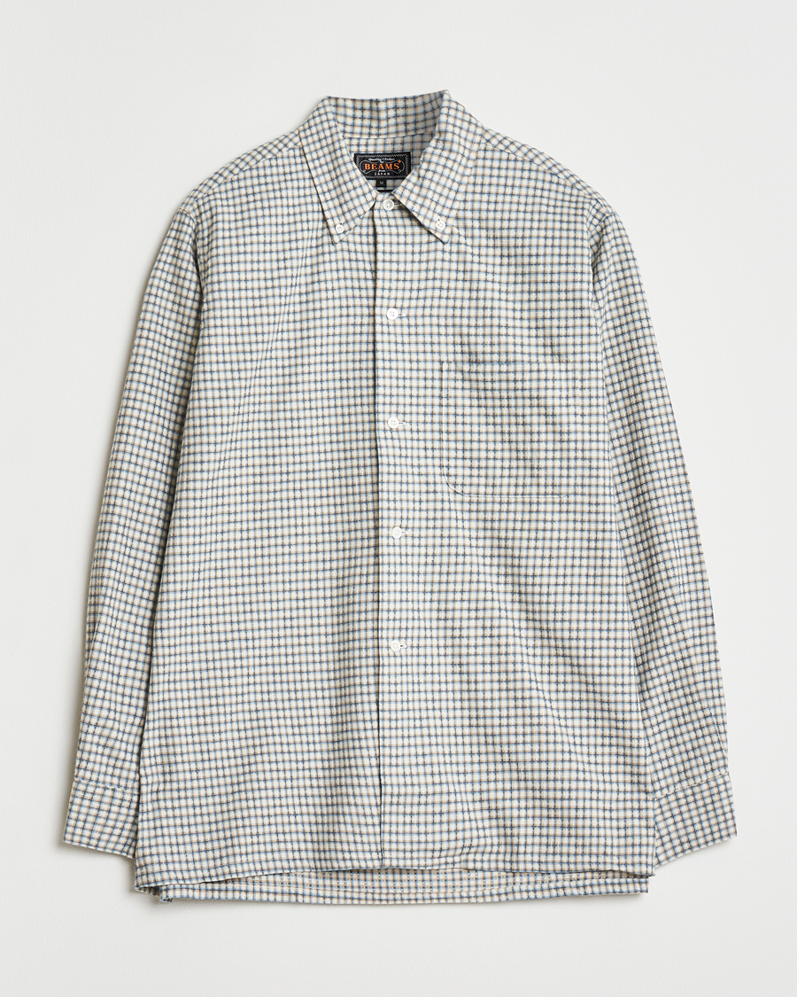 Herr | Skjortor | BEAMS PLUS | Dobby Button Down Shirt White Plaid