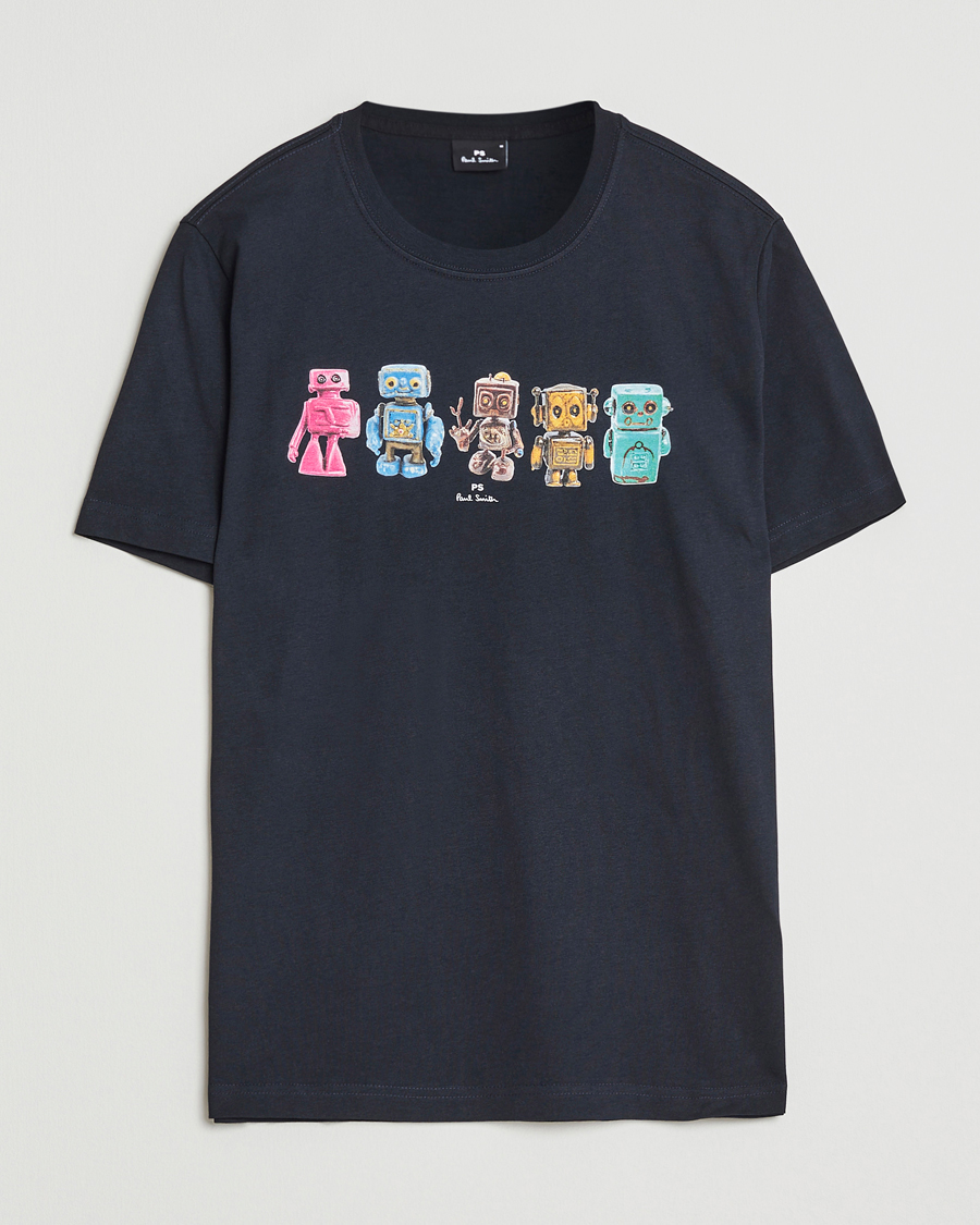 Herr | T-Shirts | PS Paul Smith | Robots Crew Neck T-Shirt Blue
