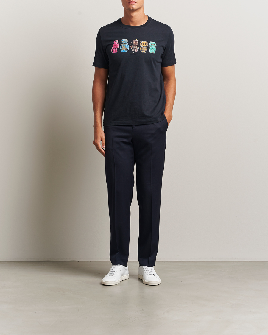 Herr | T-Shirts | PS Paul Smith | Robots Crew Neck T-Shirt Blue