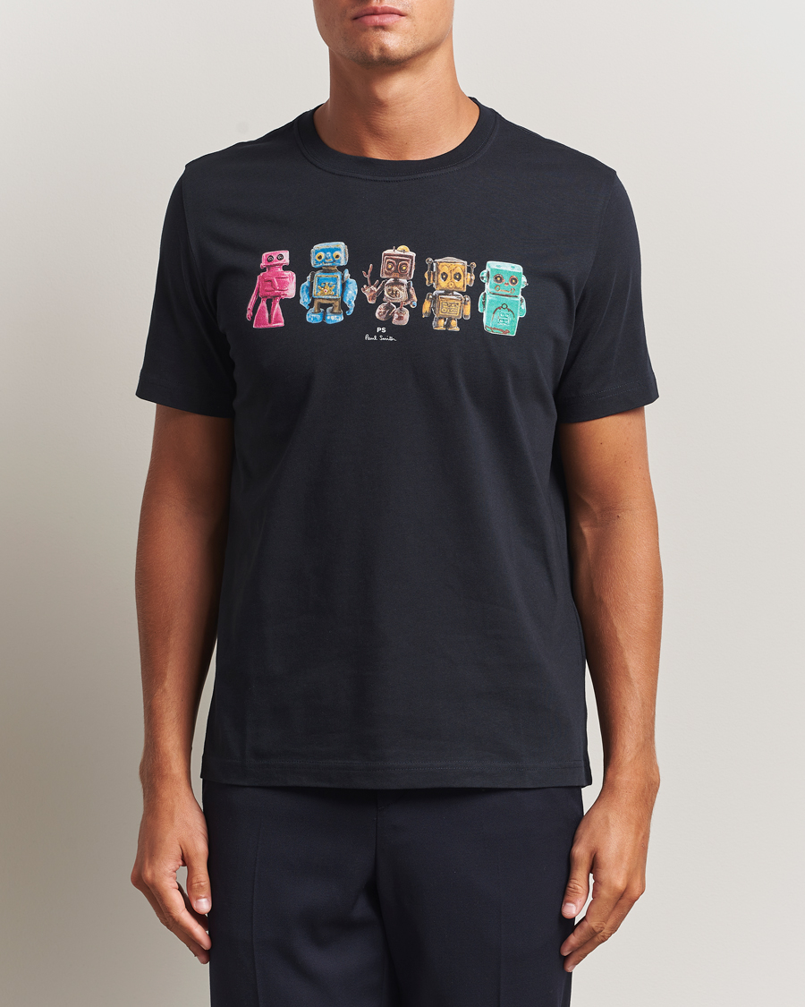 Herr | T-Shirts | PS Paul Smith | Robots Crew Neck T-Shirt Blue