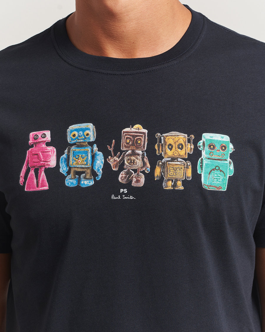 Herr | T-Shirts | PS Paul Smith | Robots Crew Neck T-Shirt Blue