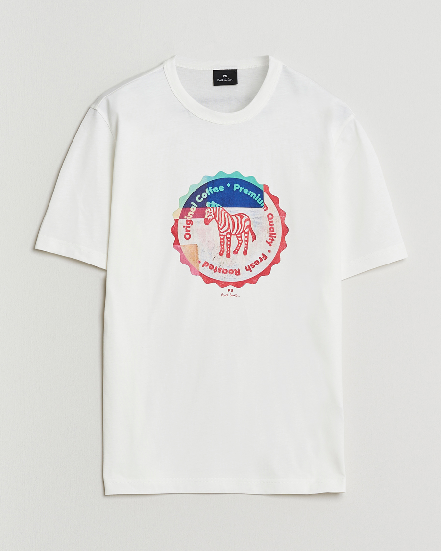 Herr | T-Shirts | PS Paul Smith | Zebra Bottle Top Crew Neck T-Shirt White