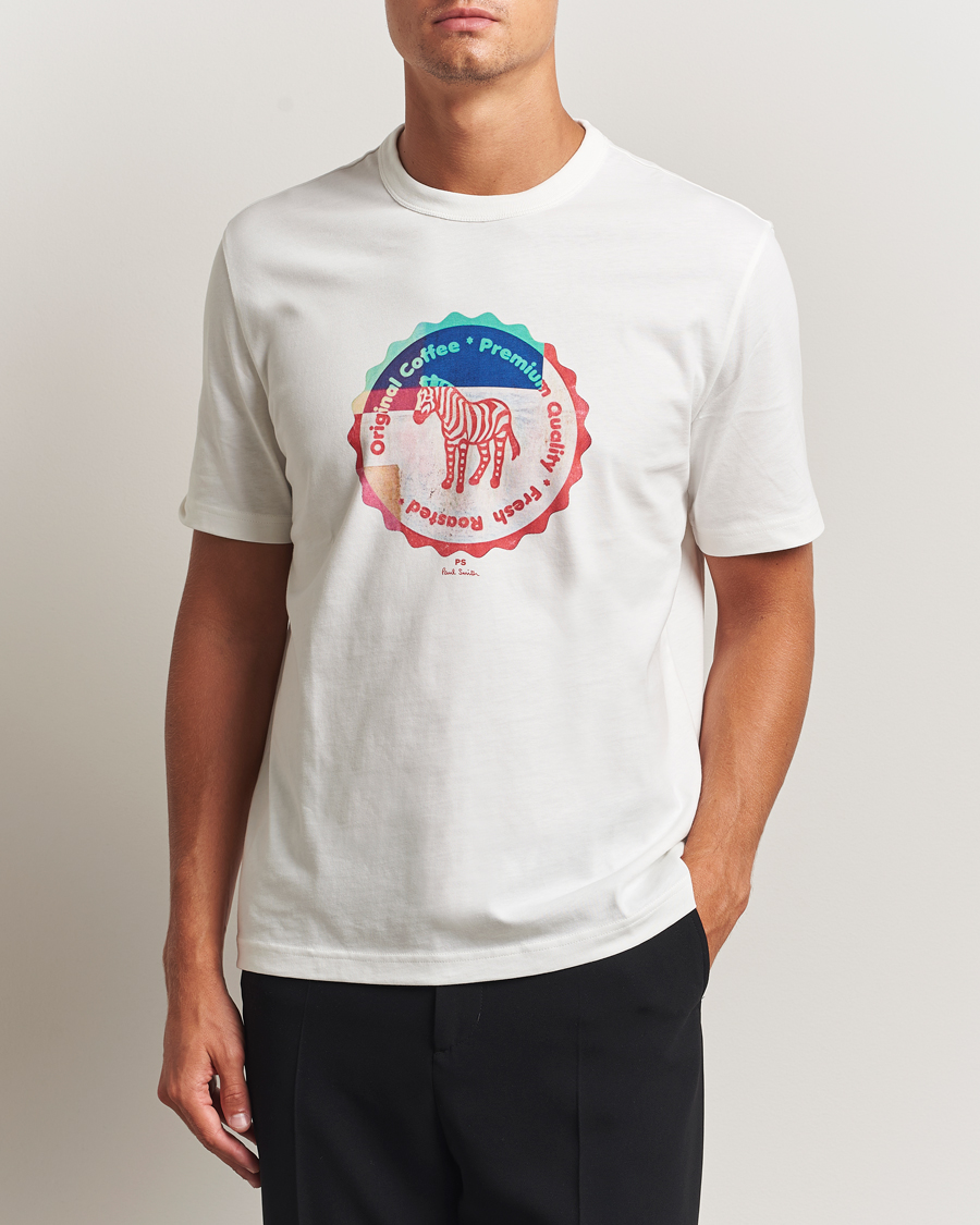 Herr | T-Shirts | PS Paul Smith | Zebra Bottle Top Crew Neck T-Shirt White