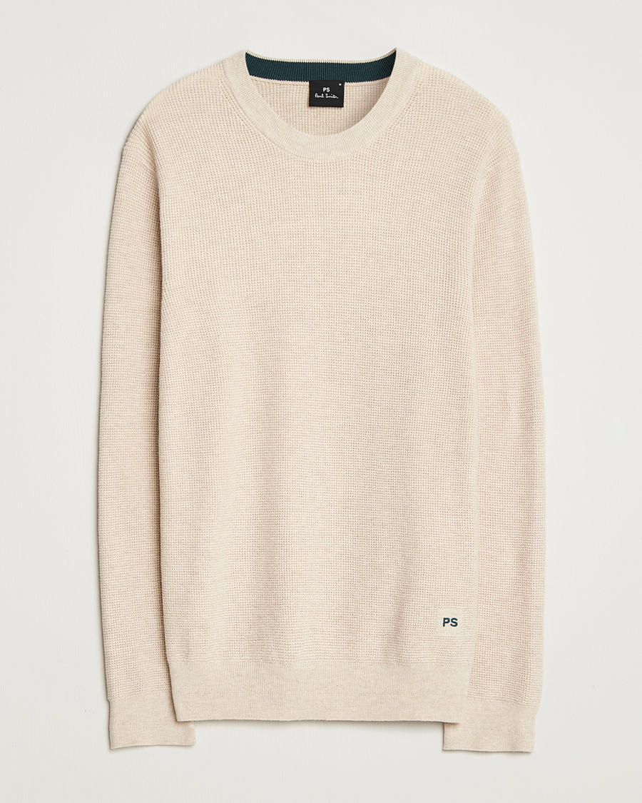 Herr | Tröjor | PS Paul Smith | Waffle Knitted Crew Neck Sweater Off White