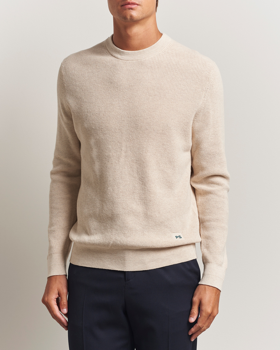 Herr | Tröjor | PS Paul Smith | Waffle Knitted Crew Neck Sweater Off White