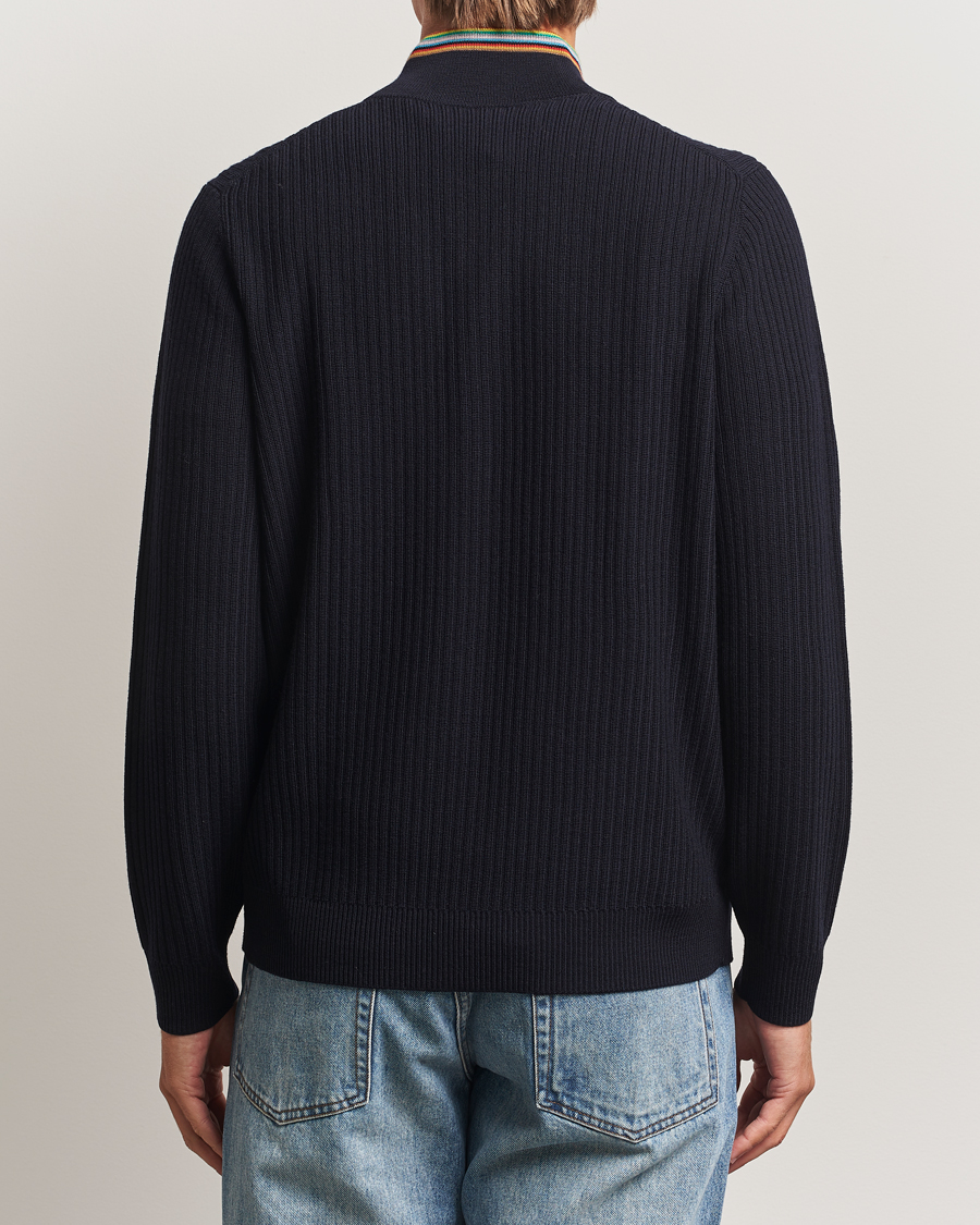 Herr | Tröjor | Paul Smith | Merino Rib Knitted Half Zip Navy