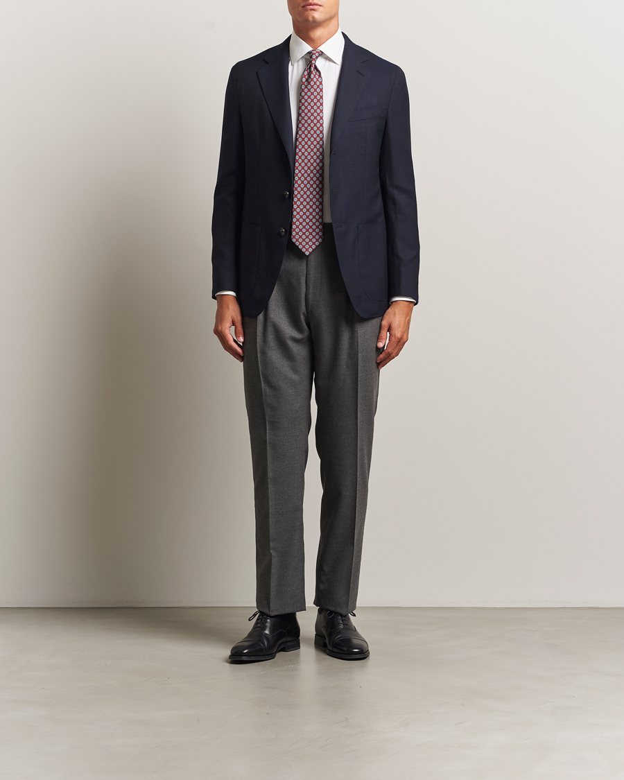 Herr | Kavajer | Caruso | Aida Wool Hopsack Blazer Navy
