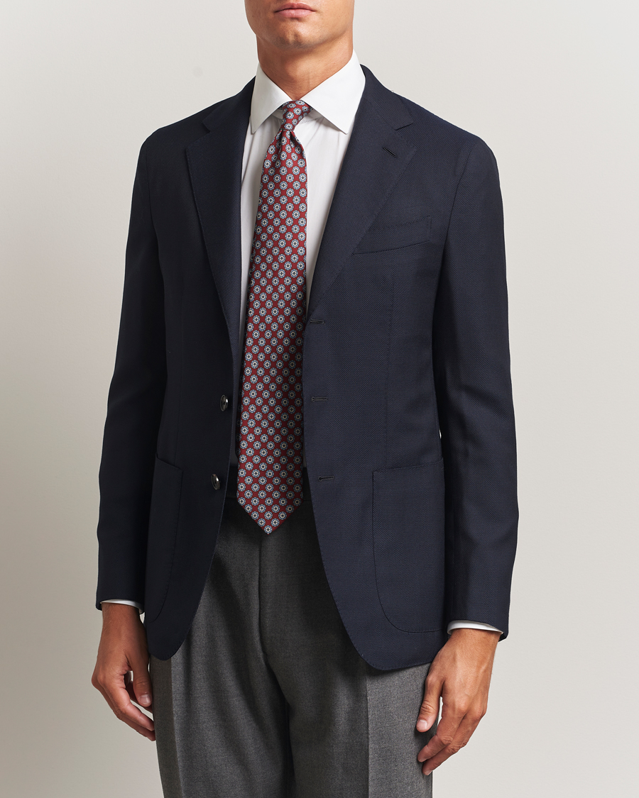 Herr | Kavajer | Caruso | Aida Wool Hopsack Blazer Navy