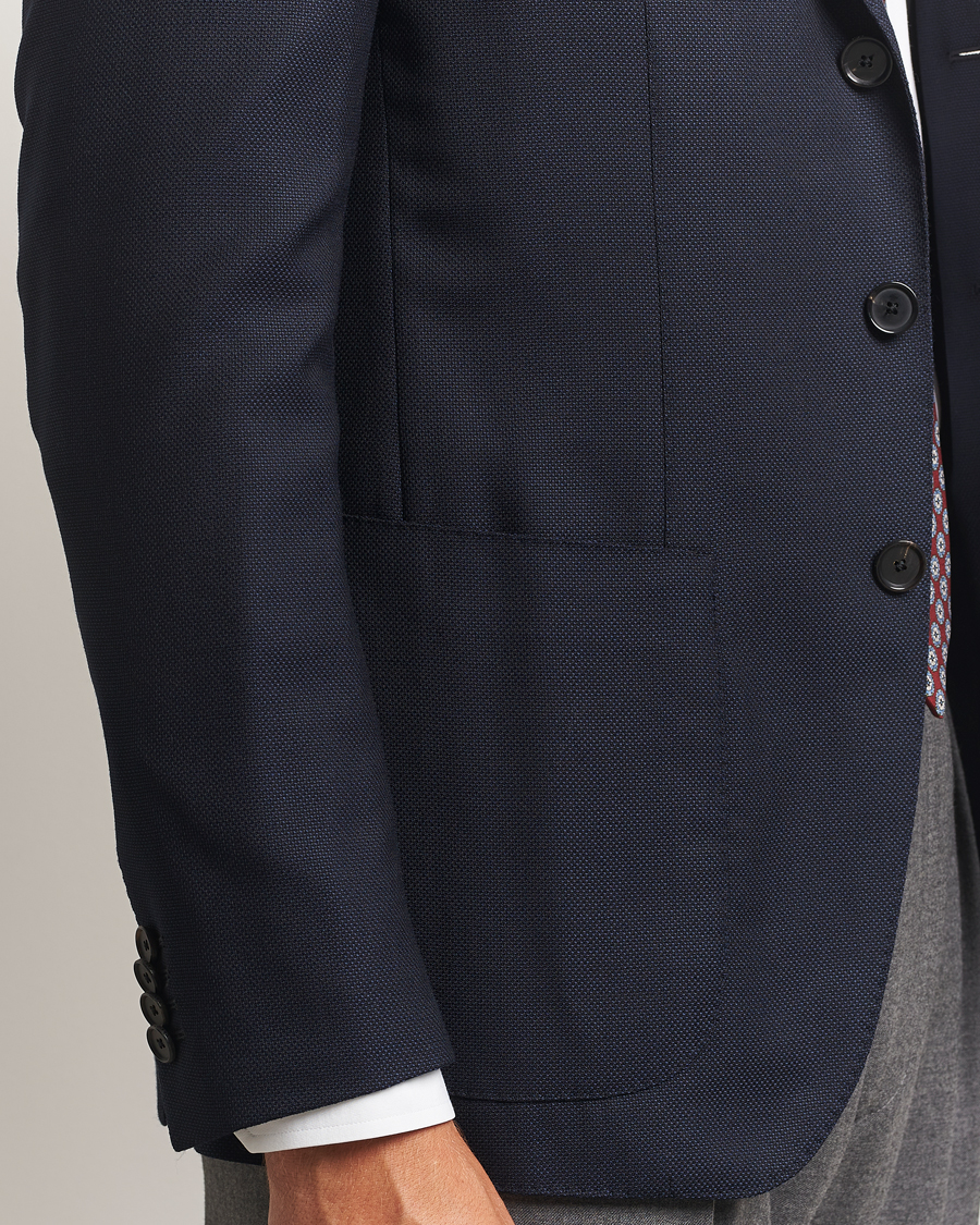 Herr | Kavajer | Caruso | Aida Wool Hopsack Blazer Navy