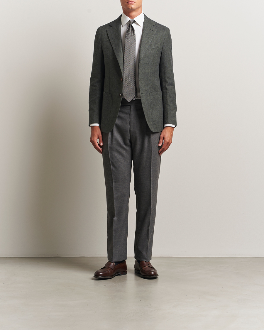 Herr | Kavajer | Caruso | Aida Brushed Cotton Herringbone Blazer