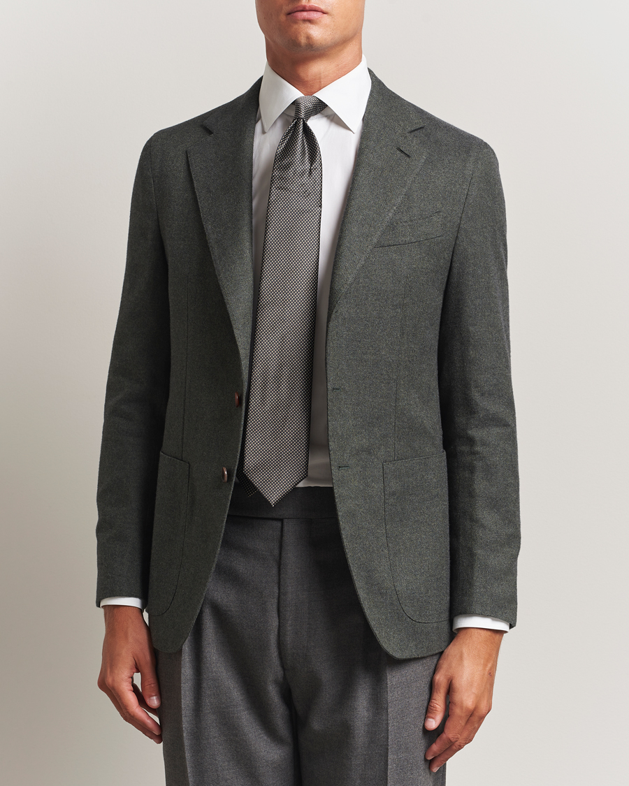 Herr | Kavajer | Caruso | Aida Brushed Cotton Herringbone Blazer