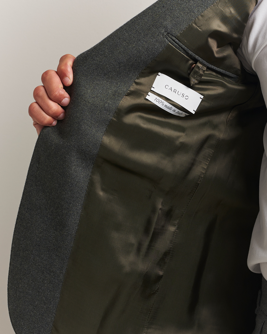 Herr | Kavajer | Caruso | Aida Brushed Cotton Herringbone Blazer
