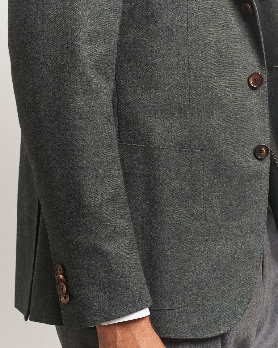 Herr | Kavajer | Caruso | Aida Brushed Cotton Herringbone Blazer