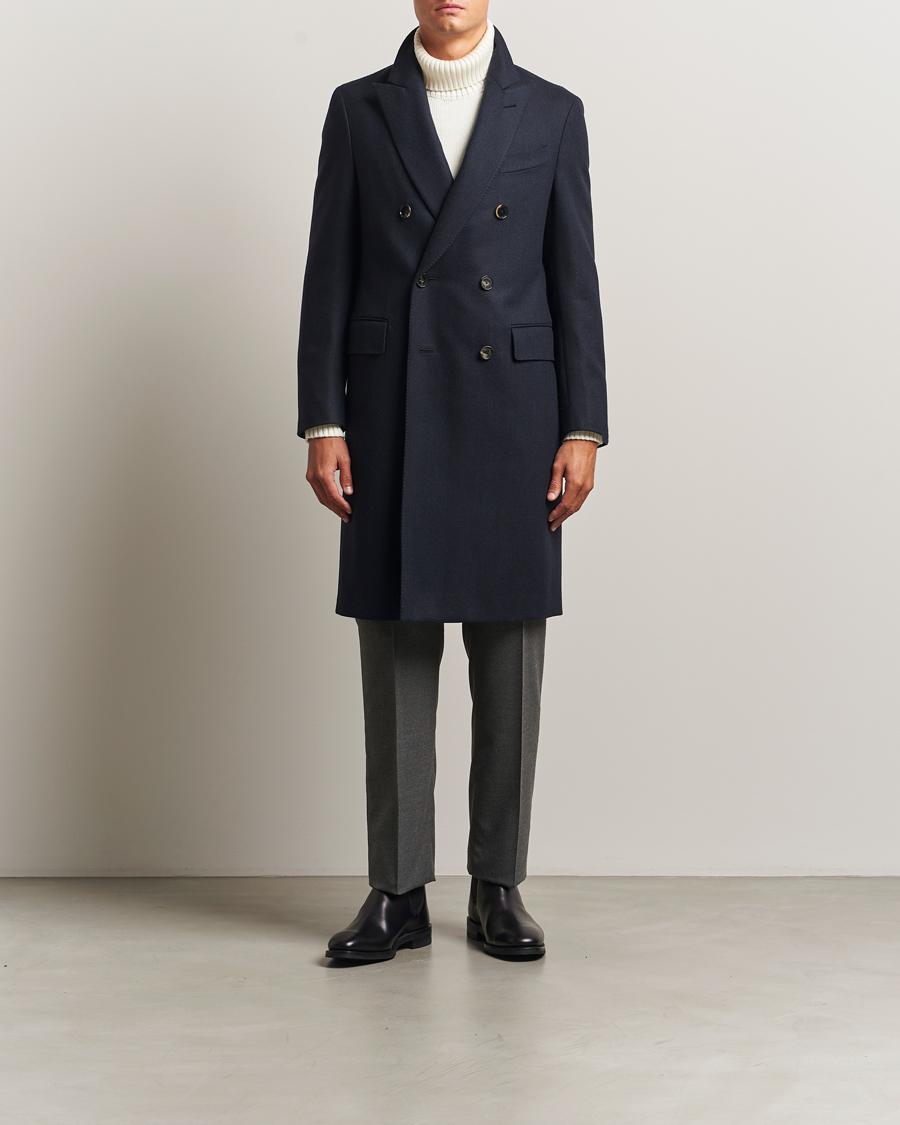 Herr | Jackor | Caruso | Aida Double Breasted Wool Coat Navy