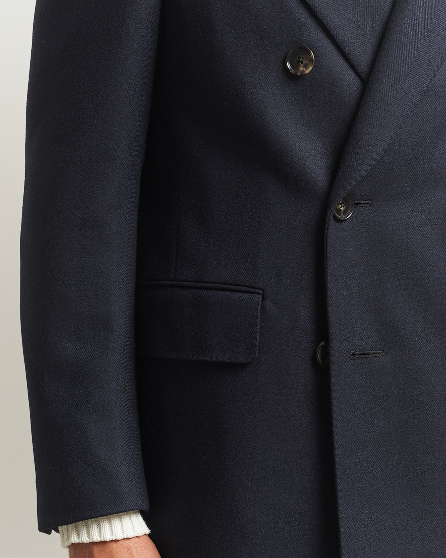Herr | Jackor | Caruso | Aida Double Breasted Wool Coat Navy