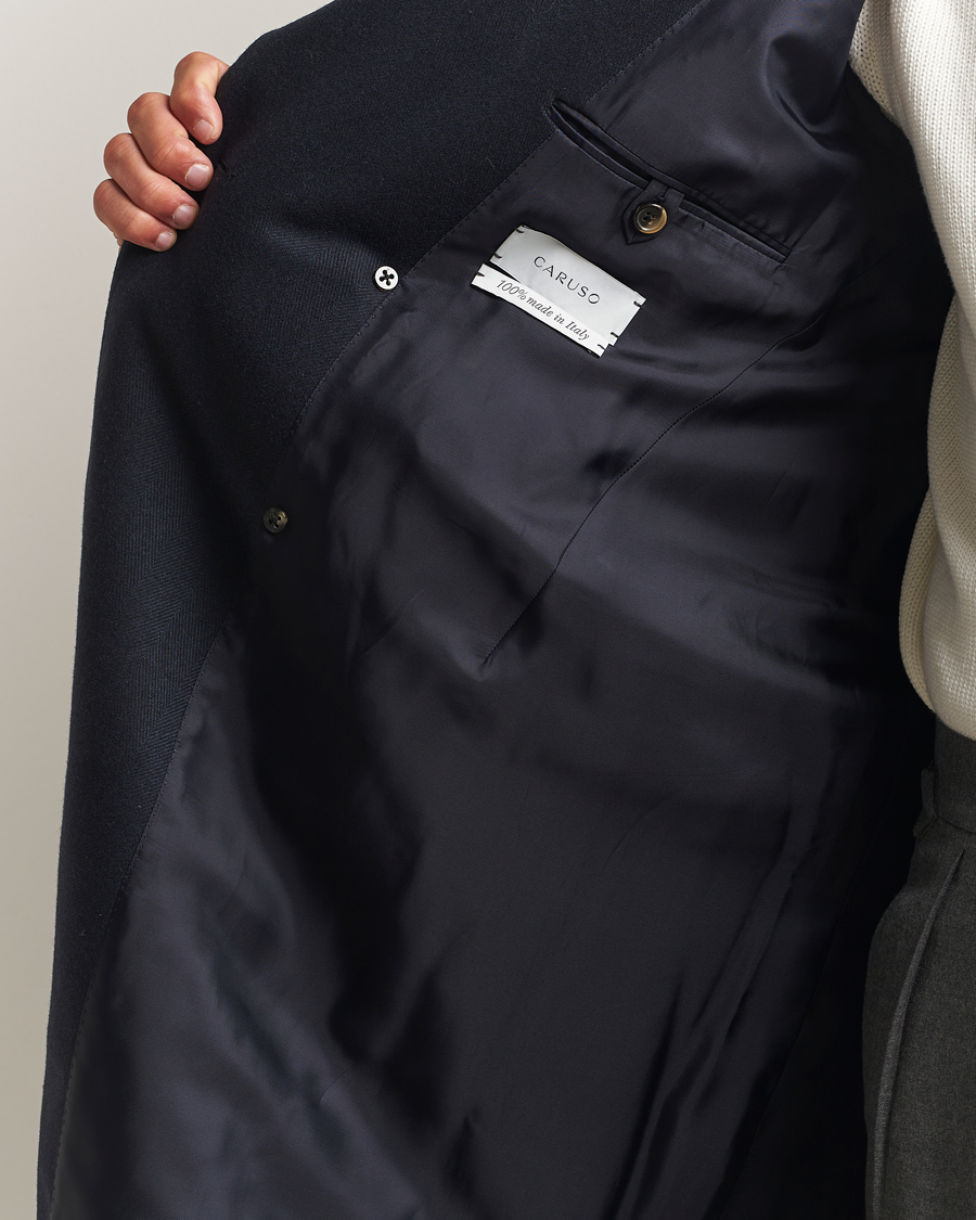 Herr | Jackor | Caruso | Aida Double Breasted Wool Coat Navy