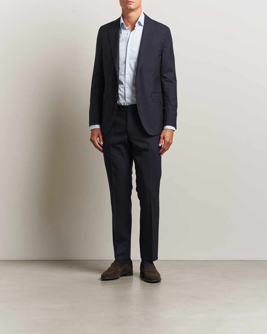 Herr | Byxor | Oscar Jacobson | Dandy Wool Trousers Navy