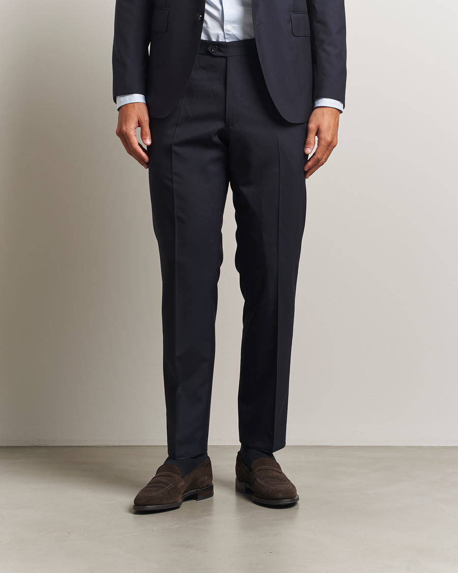 Herr | Byxor | Oscar Jacobson | Dandy Wool Trousers Navy