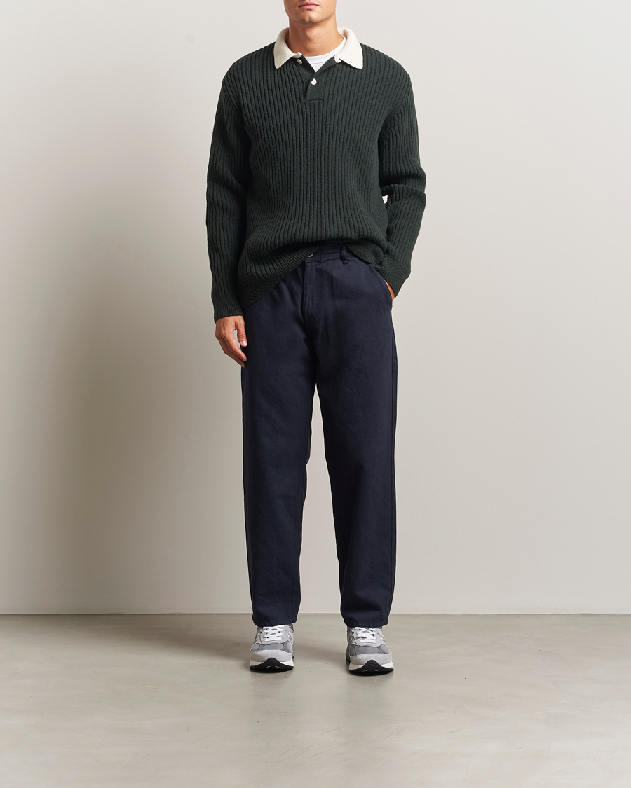 Herr | Byxor | Forét | Clay Twill Pants Navy