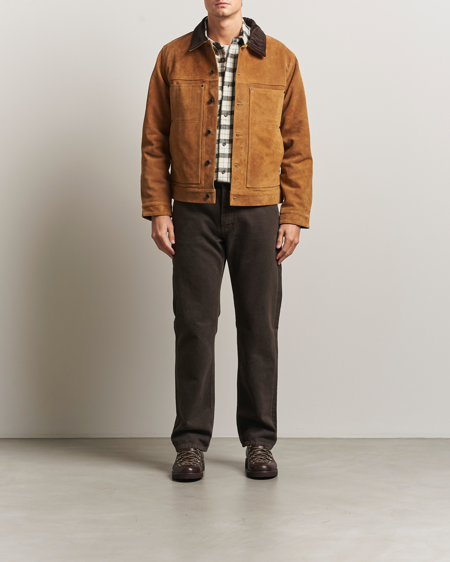 Herr | Jackor | Filson | Short Lined Suede Cruiser Saddle Brown