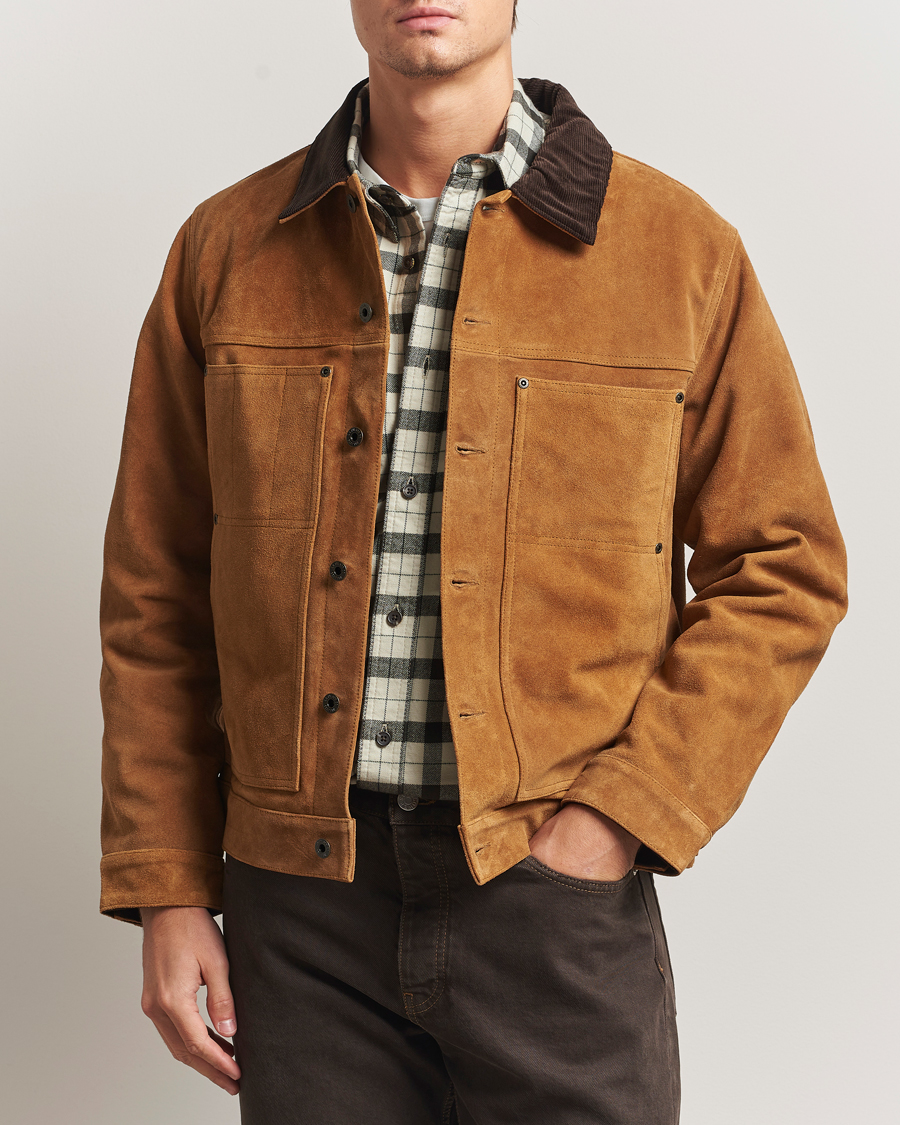 Herr | Jackor | Filson | Short Lined Suede Cruiser Saddle Brown