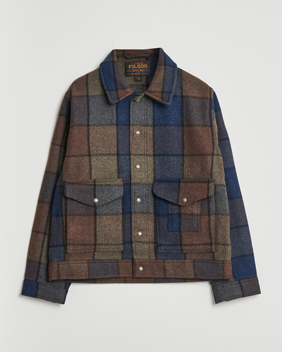 Herr | Jackor | Filson | Mackinaw Checked Wool Work Jacket Blue/Brown