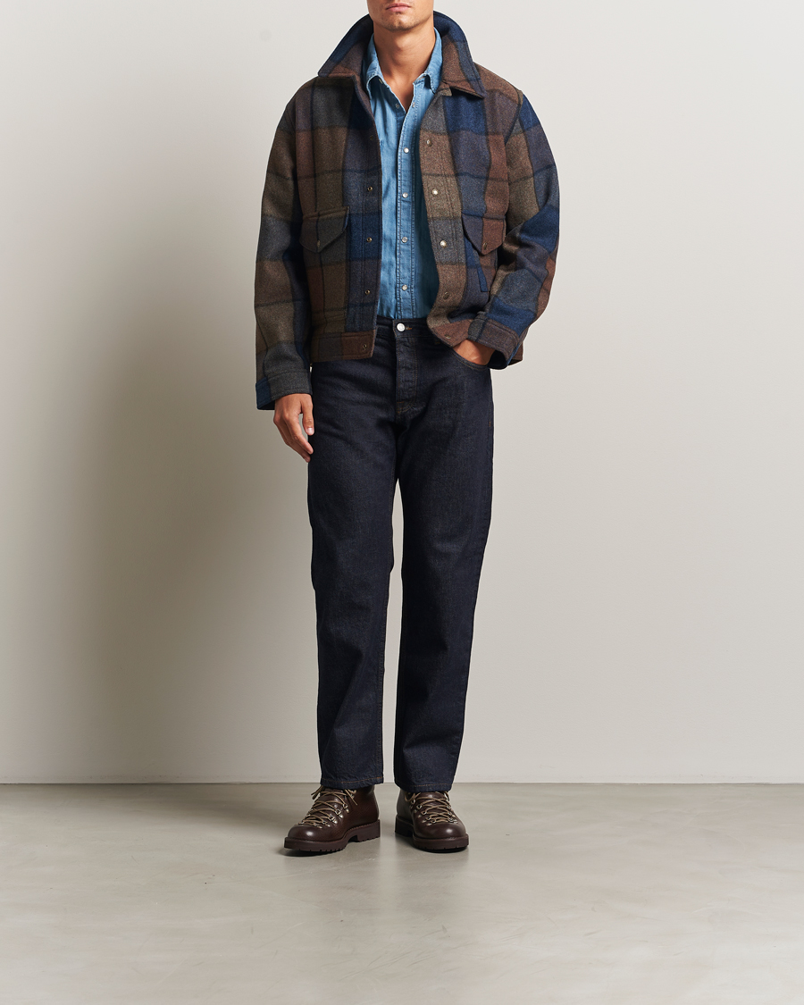 Herr | Jackor | Filson | Mackinaw Checked Wool Work Jacket Blue/Brown